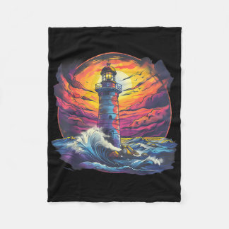 Lighthouse Sailing Sea Beach Boating Seaside House Fleecedecke