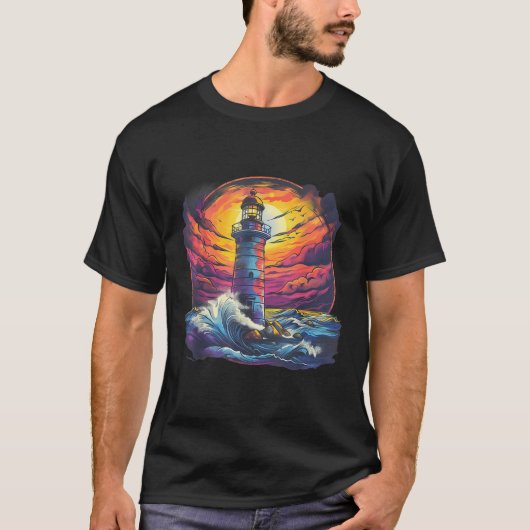 Lighthouse Sailing Sea Beach Boating Seaside House T-Shirt (Vorderseite)