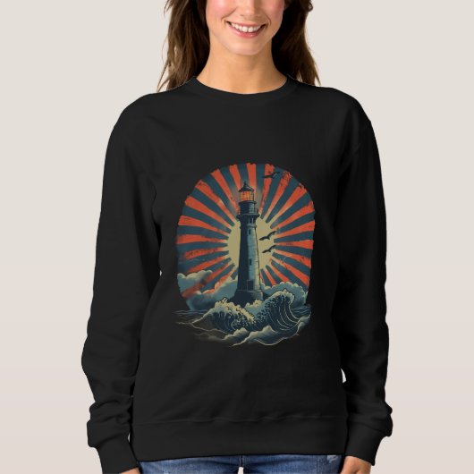 Lighthouse Sailing Sea Beach Bootshaus Sweatshirt (Vorderseite)