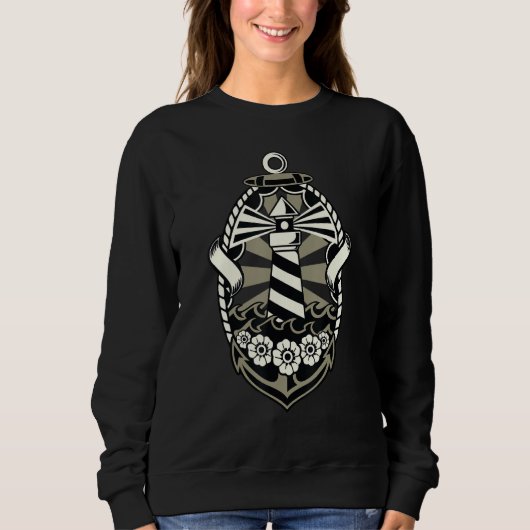 Lighthouse Sailor Sea Anchor Ocean Side Lighthouse Sweatshirt (Vorderseite)
