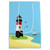 Lighthouse Scene Design Geschenktasche Mittlere Geschenktüte (Rückseite)