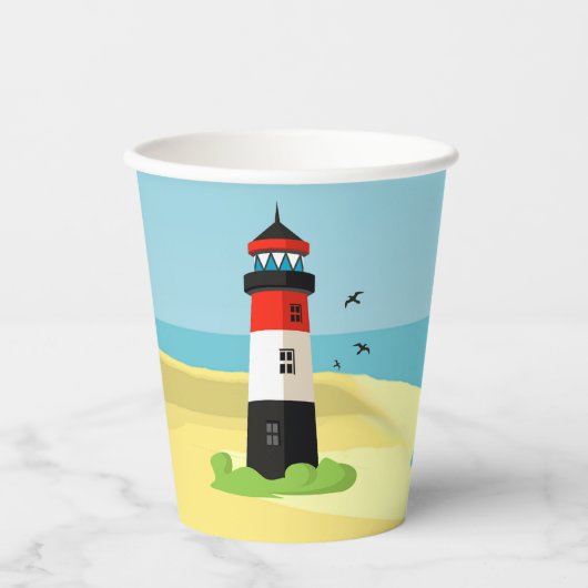 Lighthouse Scene Design Paper Cup Pappbecher (Vorderseite)