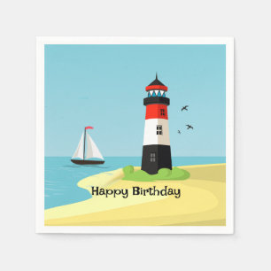Lighthouse Scene Design Paper Napkin Serviette