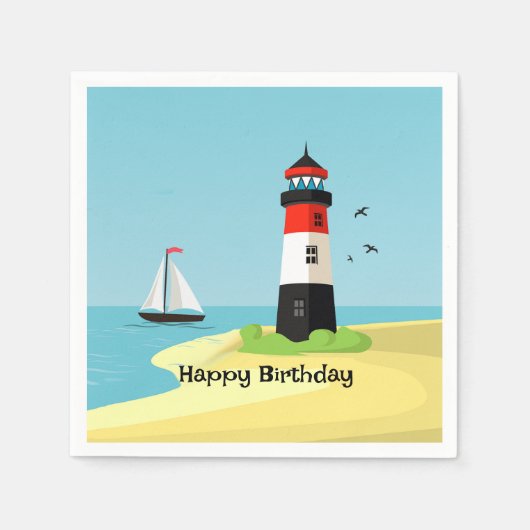 Lighthouse Scene Design Paper Napkin Serviette (Vorderseite)