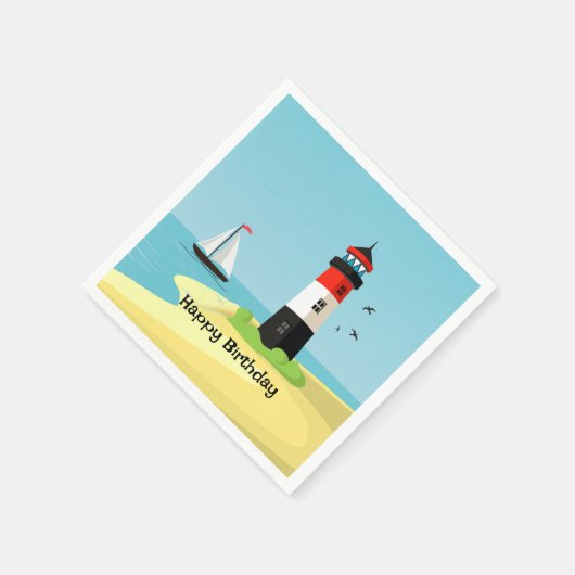 Lighthouse Scene Design Paper Napkin Serviette (Ecke)