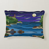 Lighthouse Seashore Under Night Sky Moon Stars Dekokissen (Rückseite)