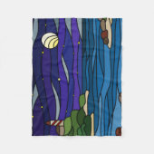 Lighthouse Seashore Under Night Sky Moon Stars Fleecedecke (Vorderseite)