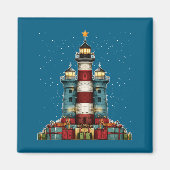 Lighthouse Seaside Christmas Tree Xmas Long Sleeve Magnet (Vorne)