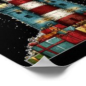 Lighthouse Seaside Christmas Tree Xmas Long Sleeve Poster (Ecke)