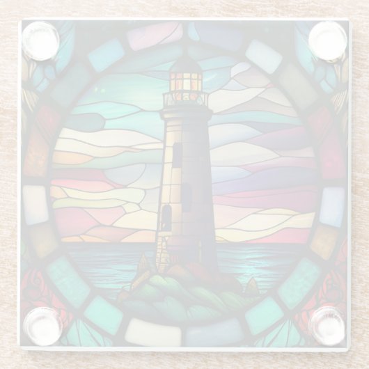 Lighthouse Square Glass Untersetzer (Rückseite)