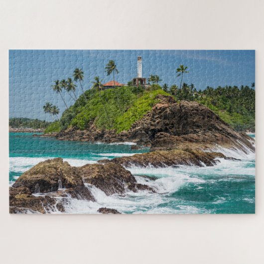 Lighthouse Sri Lanka Tropical Palm Beach Seascape Puzzle (Horizontal)