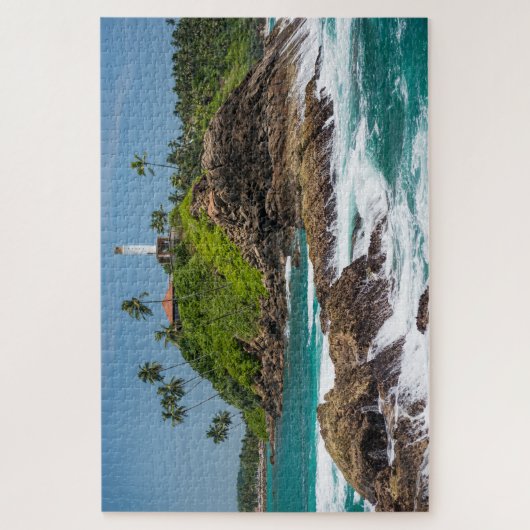 Lighthouse Sri Lanka Tropical Palm Beach Seascape Puzzle (Vertikal)