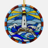 Lighthouse Stained Glass Design Keramik Ornament (Vorne)