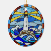 Lighthouse Stained Glass Design Keramik Ornament (Links)