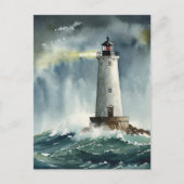 Lighthouse Storm Ocean Postcard Postkarte (Vorderseite)
