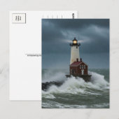 Lighthouse Storm Ocean Postcard Postkarte (Vorne/Hinten)