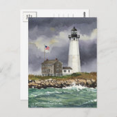 Lighthouse Storm Ocean Watercolor Postcard Postkarte (Vorne/Hinten)