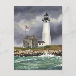 Lighthouse Storm Ocean Watercolor Postcard Postkarte