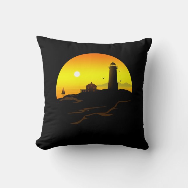 Lighthouse Sundown Kissen (Vorderseite)