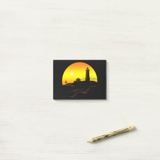 Lighthouse Sundown Post-it Klebezettel (Auf Schreibtisch)
