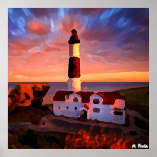Lighthouse sunrise poster