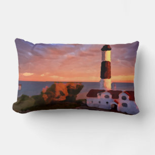 lighthouse sunrise trow pillow lendenkissen