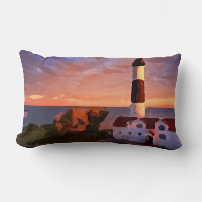lighthouse sunrise trow pillow lendenkissen (Vorderseite)