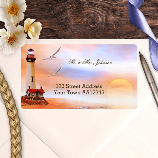 Lighthouse Sunset Address Label Adressaufkleber