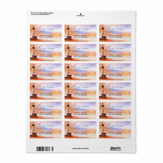 Lighthouse Sunset Address Label Adressaufkleber (Vorne)