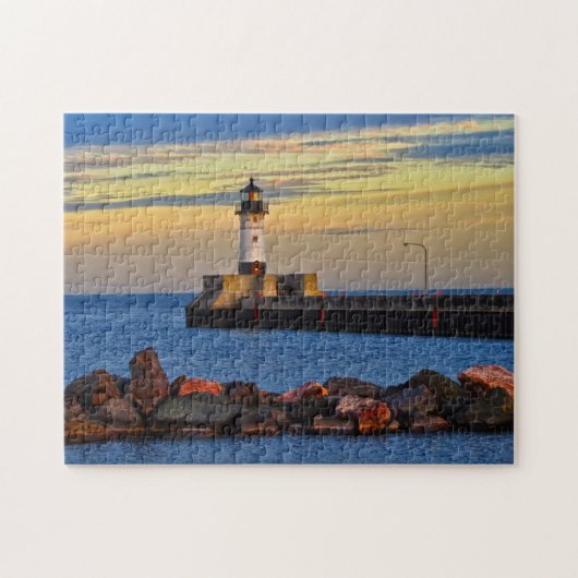 Lighthouse Sunset Duluth Minnesota Puzzle (Horizontal)