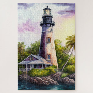 Lighthouse Tropical Island Palm Trees Puzzle