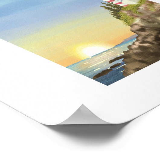 Lighthouse und Sunset Art Print Poster (Ecke)