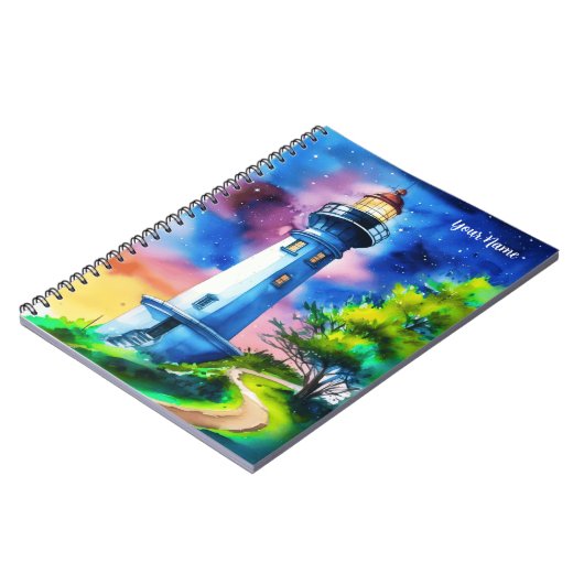 Lighthouse Under a Starry Sky Notizblock (Linke Seite)