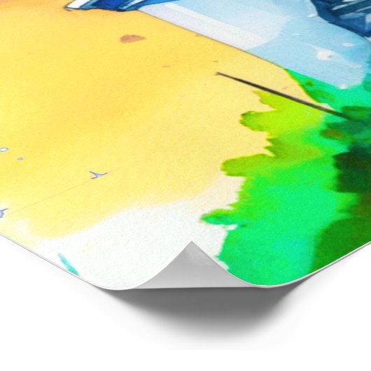 Lighthouse Under a Starry Sky Poster (Ecke)