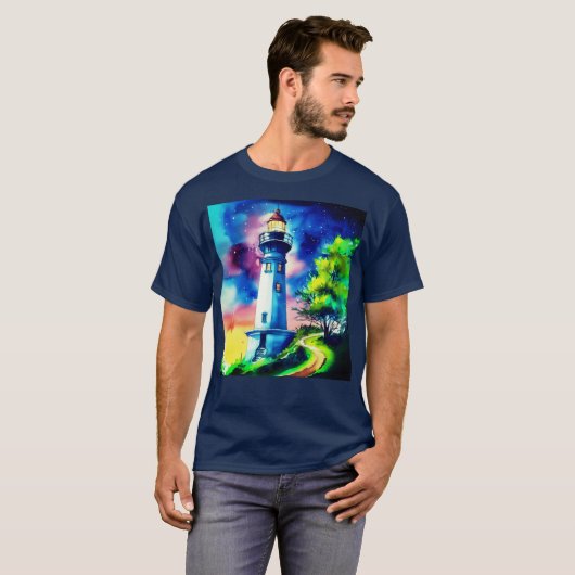 Lighthouse Under a Starry Sky T-Shirt (Vorne ganz)
