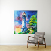 Lighthouse Under a Starry Sky Wandteppich (Beispiel)