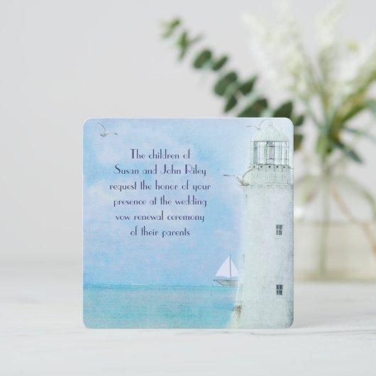 Lighthouse Vow Renewal Einladung (Stehend Vorderseite)