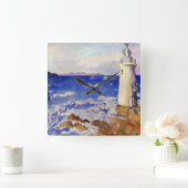 LIGHTHOUSE WALL CLOCK - BEACH DESIGNER GIFTS QUADRATISCHE WANDUHR (Zuhause)
