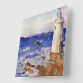 LIGHTHOUSE WALL CLOCK - BEACH DESIGNER GIFTS QUADRATISCHE WANDUHR (Winkel)