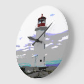 Lighthouse Wall Clock Peggy's Cove Nova Scotia Große Wanduhr (Winkel)