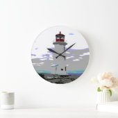 Lighthouse Wall Clock Peggy's Cove Nova Scotia Große Wanduhr (Zuhause)