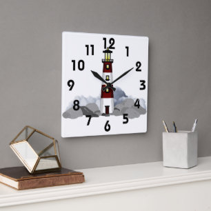 LIghthouse Wall Clock Quadratische Wanduhr