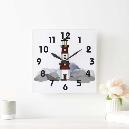 LIghthouse Wall Clock Quadratische Wanduhr (Zuhause)