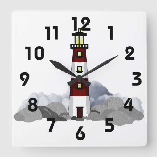 LIghthouse Wall Clock Quadratische Wanduhr (Vorderseite)