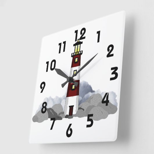 LIghthouse Wall Clock Quadratische Wanduhr (Winkel)