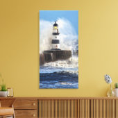 Lighthouse Wave Stretched Canvas Print Leinwanddruck (Insitu (Wohnzimmer))