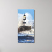 Lighthouse Wave Stretched Canvas Print Leinwanddruck (Vorderseite)