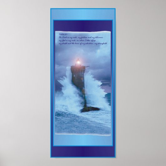 'Lighthouse Waves' Psalms 16" X 7" Poster (Vorne)