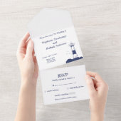 Lighthouse Wedding RSVP All In One Einladung (Abreißen)