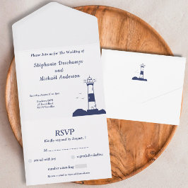 Lighthouse Wedding RSVP All In One Einladung